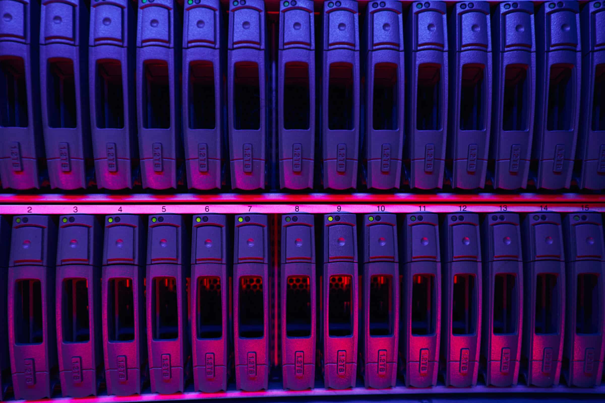 Data storage device positioned on server racks